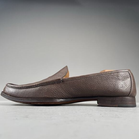 Gravati Men’s Size 10.5 Brown Pebbled Leather Slip On Moc Toe Loafers Dress Shoe - Picture 7 of 9